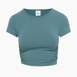 TNA Teal Ruched Crop Top
